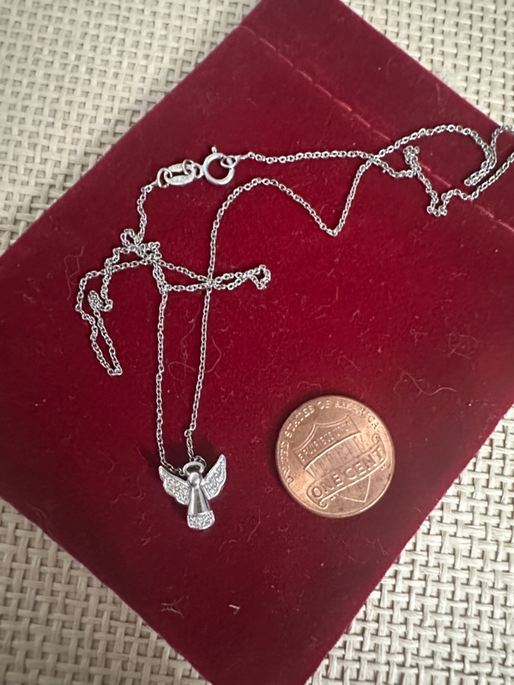 10k  Angel charm with 18inch Sterling Silver Pendant Necklace in Silver